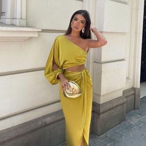 Zara Satin Effect Asymmetric Dress